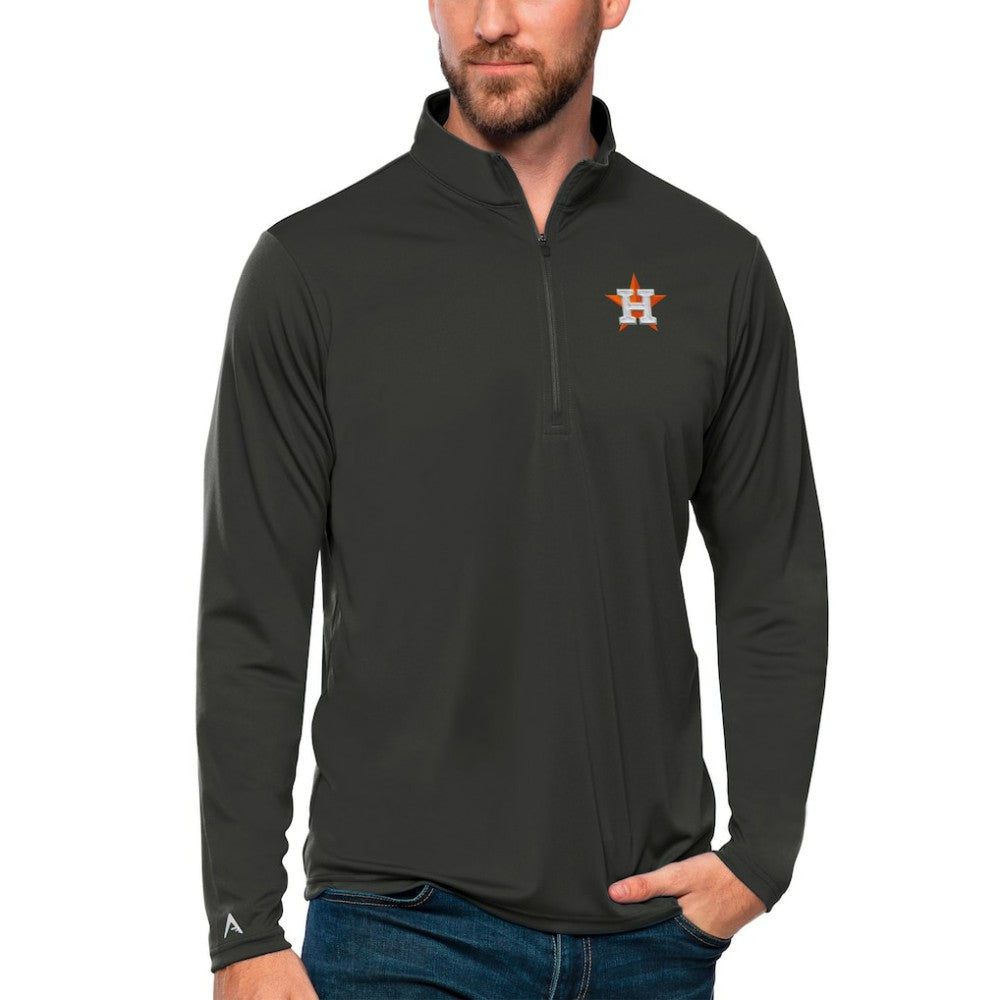 Houston Astros Antigua Tribute Quarter-Zip Pullover Top - Charcoal Pullover