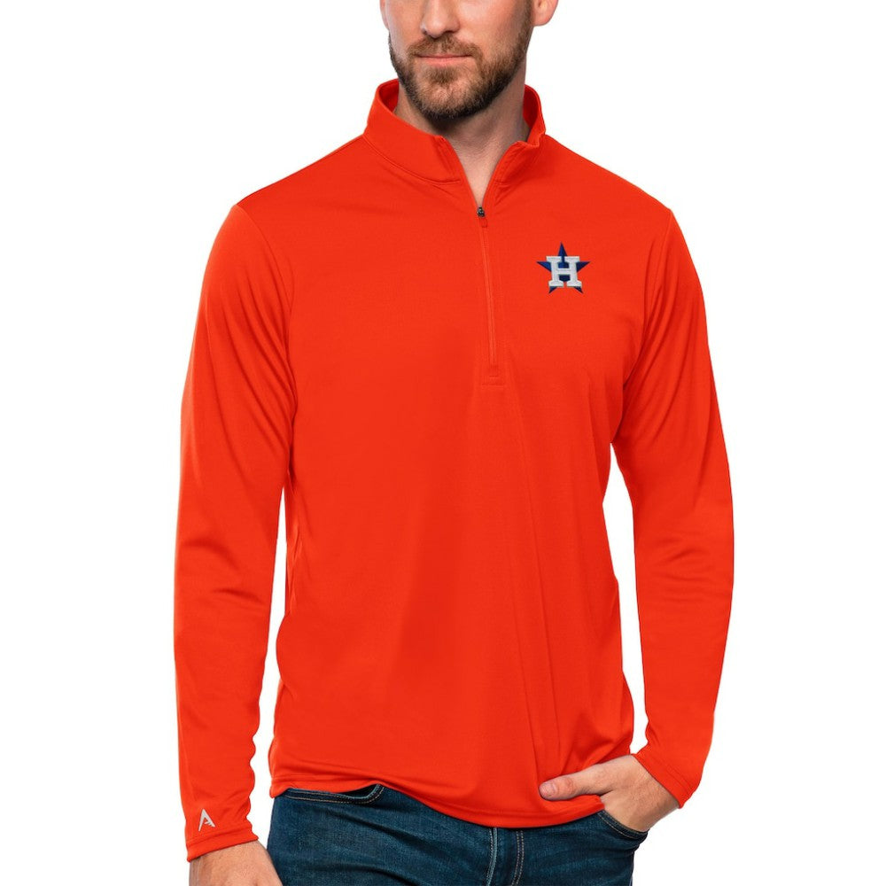 Houston Astros Antigua Tribute Quarter-Zip Pullover Top - Orange Pullover