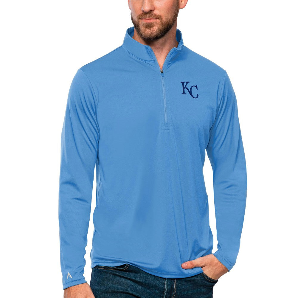Kansas City Royals Antigua Tribute Quarter-Zip Pullover Top - Powder Blue Pullover