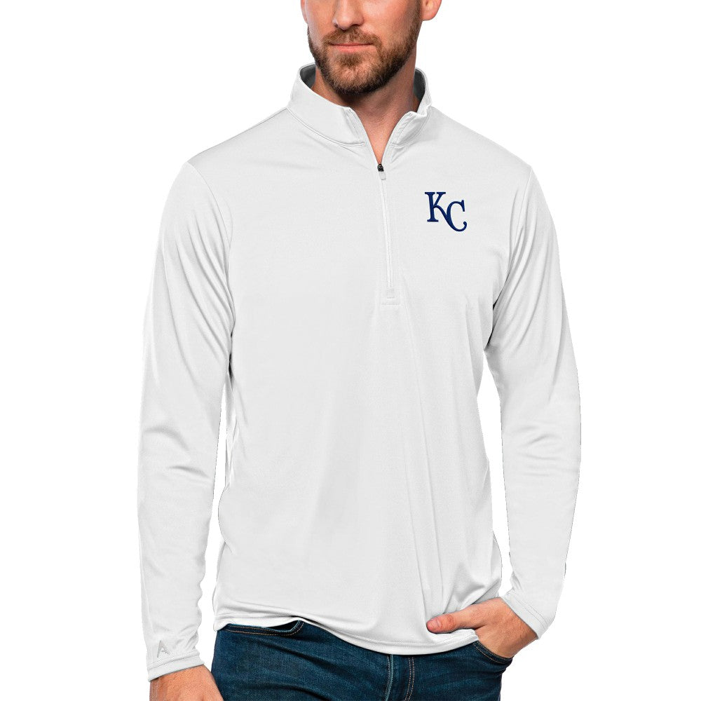 Kansas City Royals Antigua Tribute Quarter-Zip Pullover Top - White Pullover