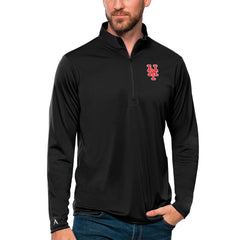 New York Mets Antigua Tribute Quarter-Zip Pullover Top - Black Pullover