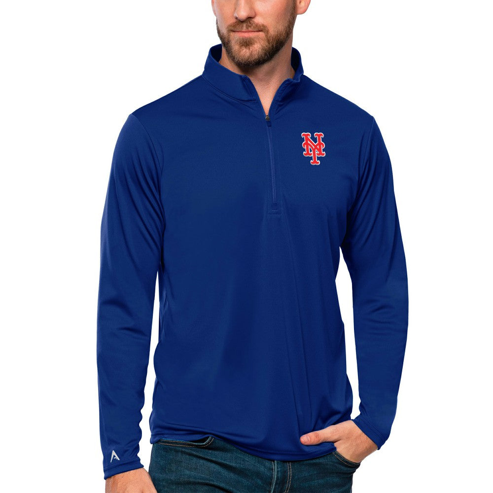 New York Mets Antigua Tribute Quarter-Zip Pullover Top - Royal Pullover