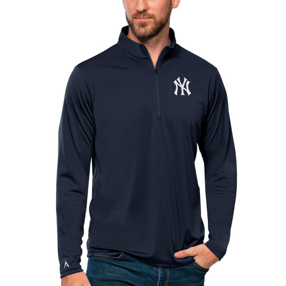 New York Yankees Antigua Tribute Quarter-Zip Pullover Top - Navy Pullover