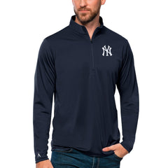 New York Yankees Antigua Tribute Quarter-Zip Pullover Top - Navy Pullover