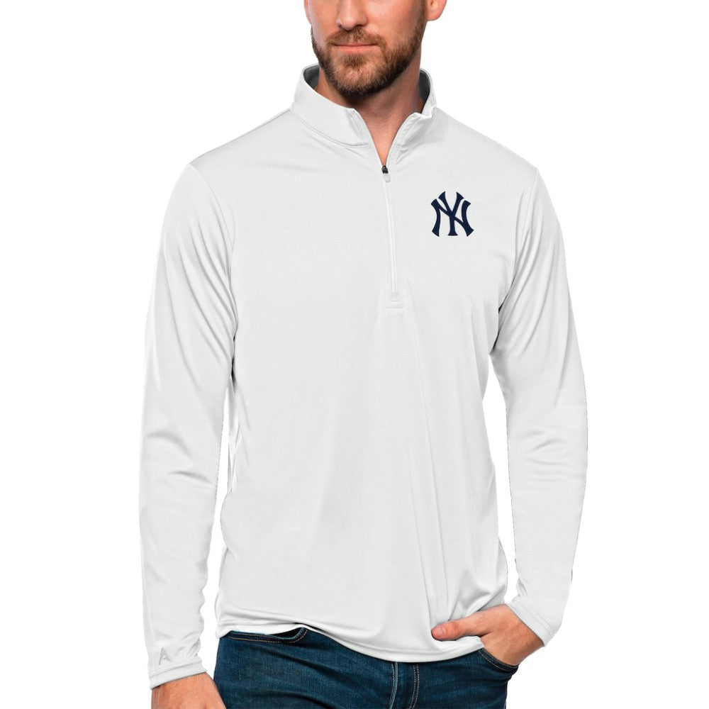 New York Yankees Antigua Tribute Quarter-Zip Pullover Top - White Pullover