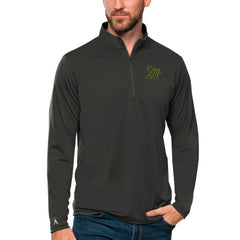 Athletics Antigua Tribute Quarter-Zip Pullover Top - Charcoal Pullover