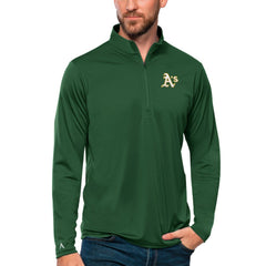 Athletics Antigua Tribute Quarter-Zip Pullover Top - Green Pullover