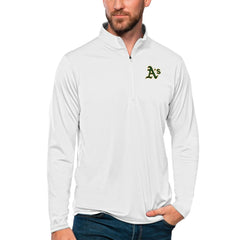 Athletics Antigua Tribute Quarter-Zip Pullover Top - White Pullover