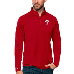 Philadelphia Phillies Antigua Tribute Quarter-Zip Pullover Top - Red Pullover