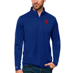 Philadelphia Phillies Antigua Tribute Quarter-Zip Pullover Top - Royal Pullover