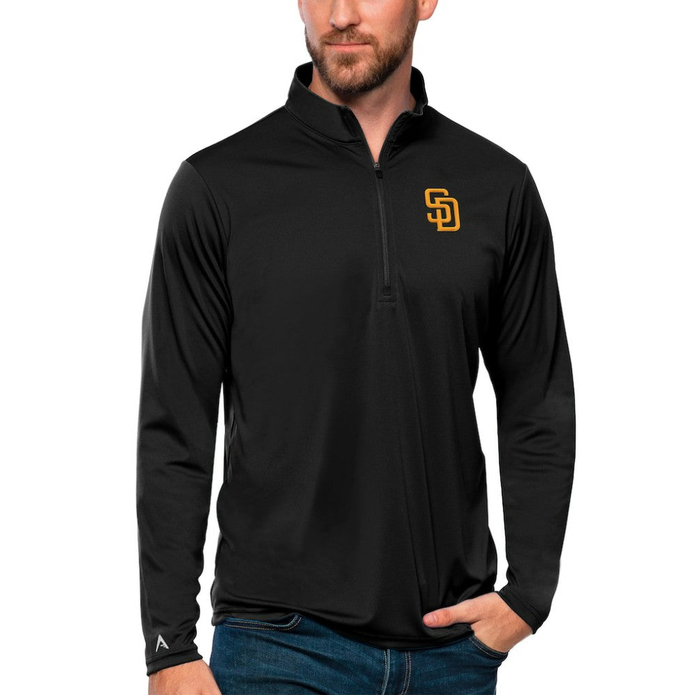 San Diego Padres Antigua Tribute Quarter-Zip Pullover Top - Black Pullover