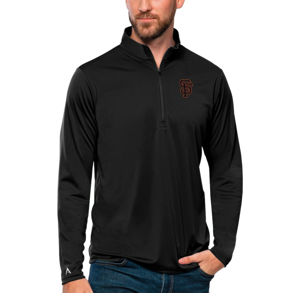 San Francisco Giants Antigua Tribute Quarter-Zip Pullover Top - Black Pullover