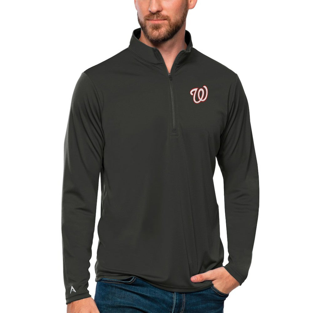 Washington Nationals Antigua Tribute Quarter-Zip Pullover Top - Charcoal Pullover