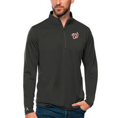 Washington Nationals Antigua Tribute Quarter-Zip Pullover Top - Charcoal Pullover