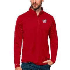Washington Nationals Antigua Tribute Quarter-Zip Pullover Top - Red Pullover