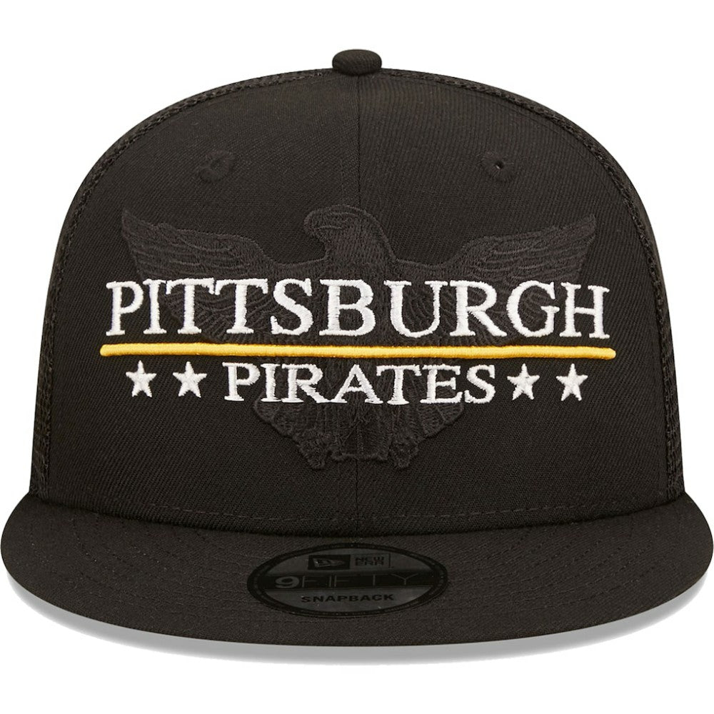 Pittsburgh Pirates New Era Patriot Trucker 9FIFTY Snapback Hat - Black Hats