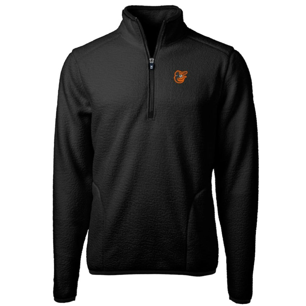 Baltimore Orioles Cutter & Buck Big & Tall Cascade Eco Sherpa Fleece Quarter-Zip Pullover Jacket - Black Jackets