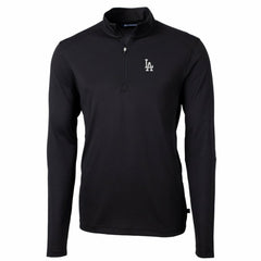 Los Angeles Dodgers Cutter & Buck Big & Tall Virtue Eco Pique Quarter-Zip Pullover Jacket - Black Jackets