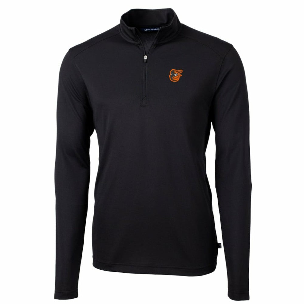 Baltimore Orioles Cutter & Buck Big & Tall Virtue Eco Pique Quarter-Zip Pullover Jacket - Black Jackets