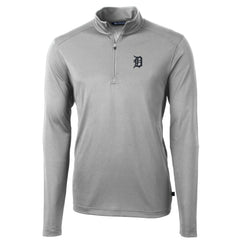 Detroit Tigers Cutter & Buck Big & Tall Virtue Eco Pique Quarter-Zip Pullover Jacket - Gray Jackets