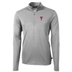 Philadelphia Phillies Cutter & Buck Big & Tall Virtue Eco Pique Quarter-Zip Pullover Jacket - Gray Jackets