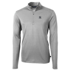 New York Yankees Cutter & Buck Big & Tall Virtue Eco Pique Quarter-Zip Pullover Jacket - Gray Jackets