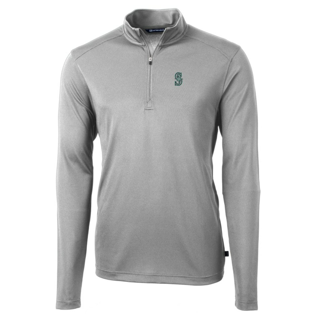 Seattle Mariners Cutter & Buck Big & Tall Virtue Eco Pique Quarter-Zip Pullover Jacket - Gray Jackets