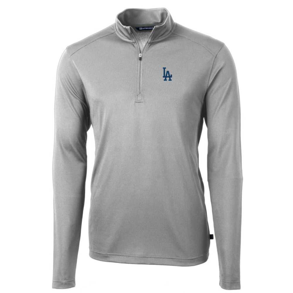 Los Angeles Dodgers Cutter & Buck Big & Tall Virtue Eco Pique Quarter-Zip Pullover Jacket - Gray Jackets