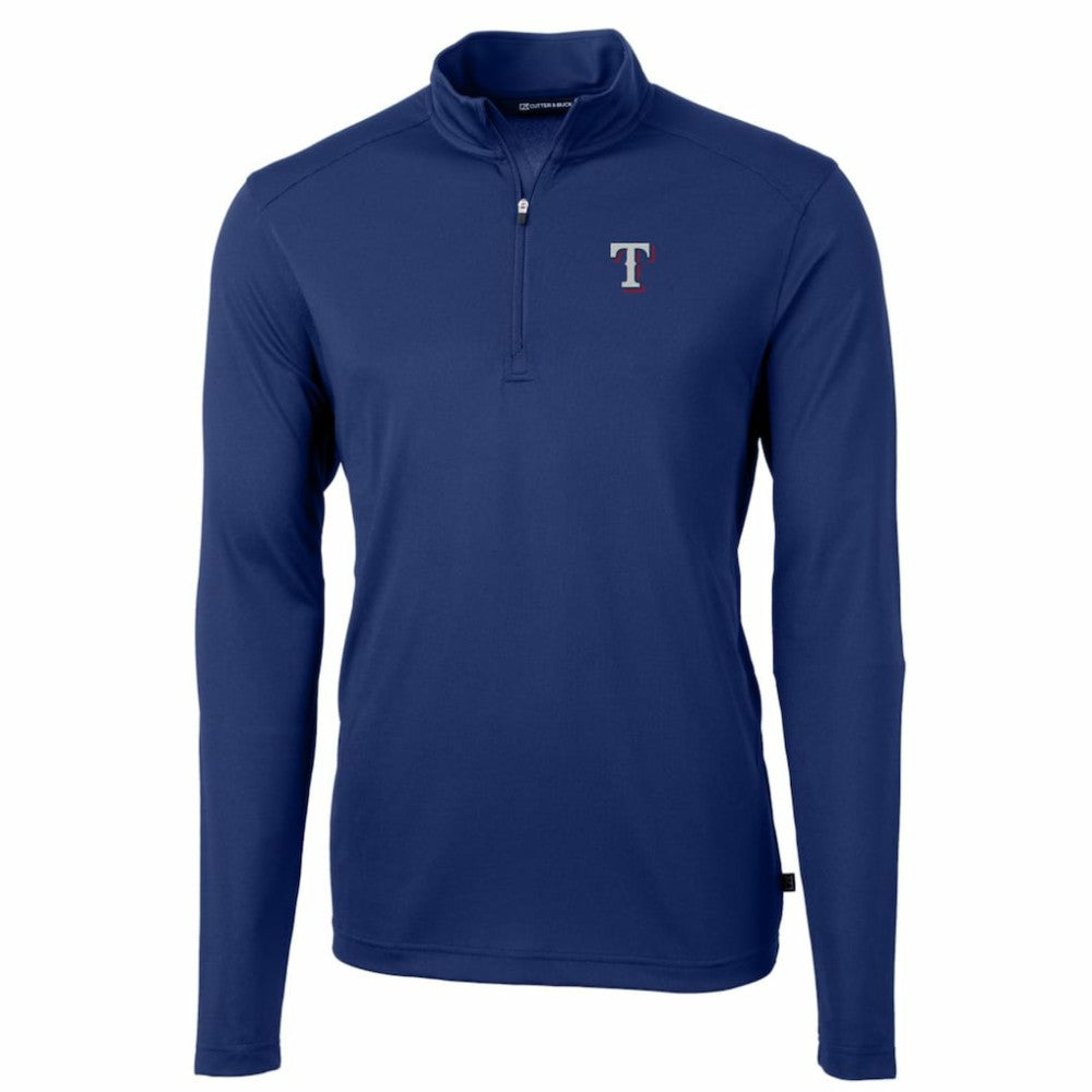 Texas Rangers Cutter & Buck Big & Tall Virtue Eco Pique Quarter-Zip Pullover Jacket - Royal Jackets