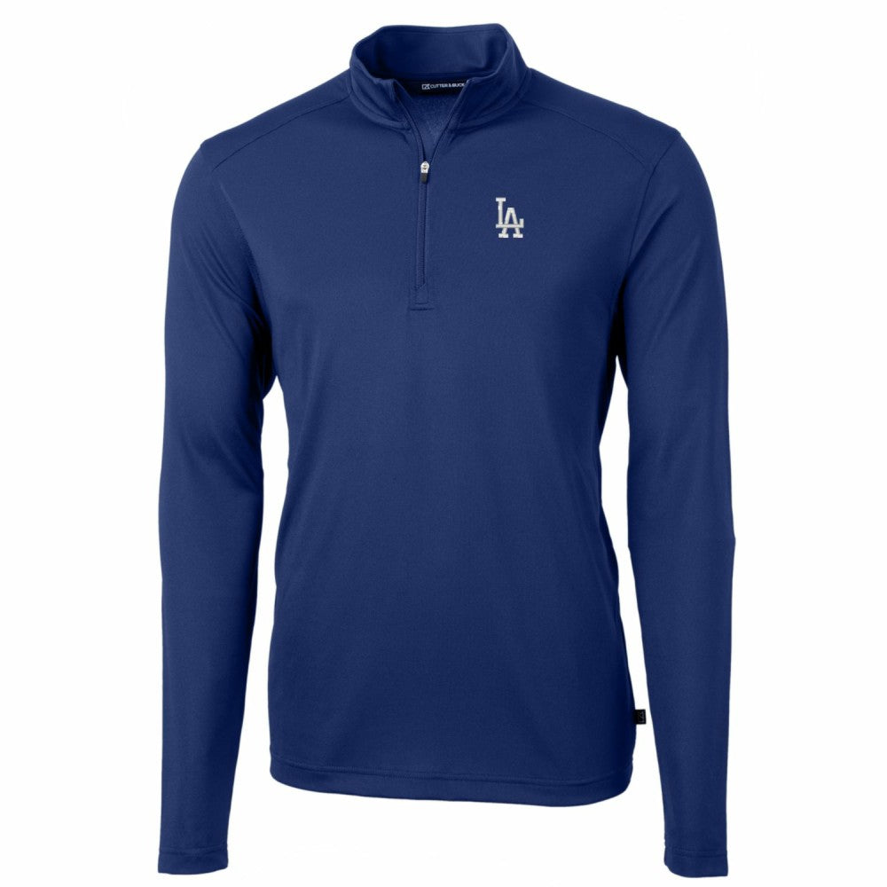 Los Angeles Dodgers Cutter & Buck Big & Tall Virtue Eco Pique Quarter-Zip Pullover Jacket - Royal Jackets