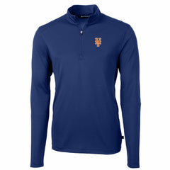 New York Mets Cutter & Buck Big & Tall Virtue Eco Pique Quarter-Zip Pullover Jacket - Royal Jackets