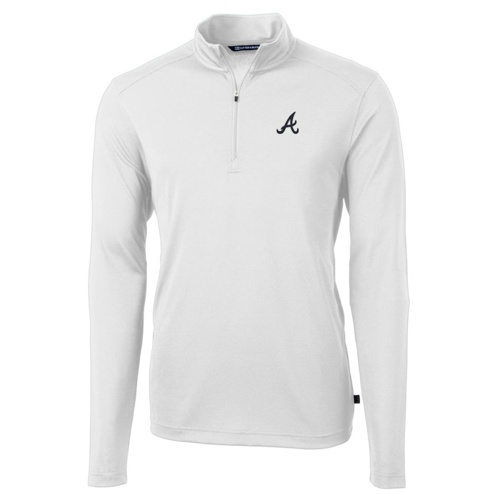 Atlanta Braves Cutter & Buck Big & Tall Virtue Eco Pique Quarter-Zip Pullover Jacket - White Jackets