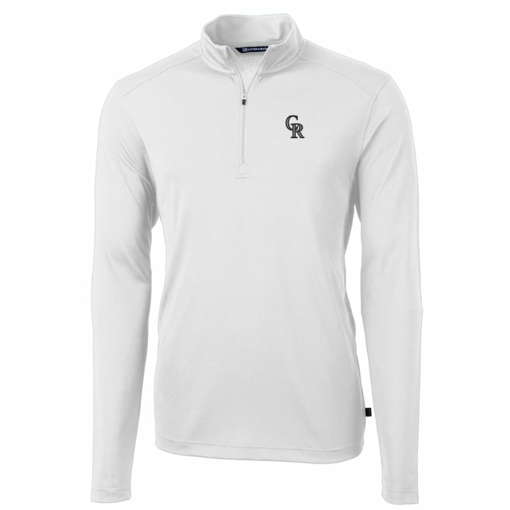 Colorado Rockies Cutter & Buck Big & Tall Virtue Eco Pique Quarter-Zip Pullover Jacket - White Jackets