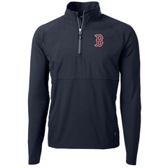Boston Red Sox Cutter & Buck Adapt Eco Knit Hybrid Recycled Quarter-Zip Pullover Jacket - Navy Jackets