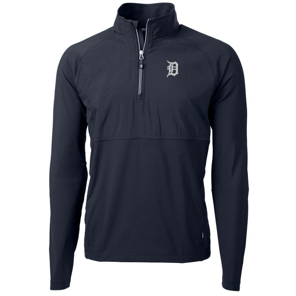 Detroit Tigers Cutter & Buck Adapt Eco Knit Hybrid Recycled Quarter-Zip Pullover Jacket - Navy Jackets