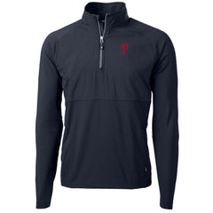 Philadelphia Phillies Cutter & Buck Adapt Eco Knit Hybrid Recycled Quarter-Zip Pullover Jacket - Navy Jackets