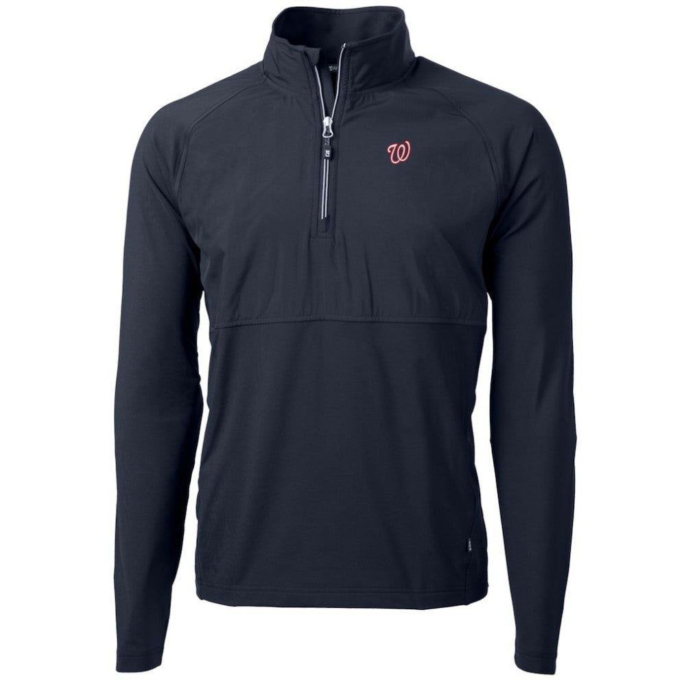 Washington Nationals Cutter & Buck Adapt Eco Knit Hybrid Recycled Quarter-Zip Pullover Jacket - Navy Jackets