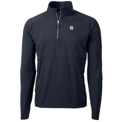 Houston Astros Cutter & Buck Adapt Eco Knit Hybrid Recycled Quarter-Zip Pullover Jacket - Navy Jackets