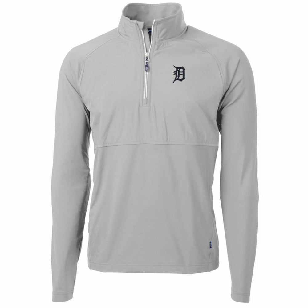 Detroit Tigers Cutter & Buck Adapt Eco Knit Hybrid Recycled Quarter-Zip Pullover Jacket - Gray Jackets