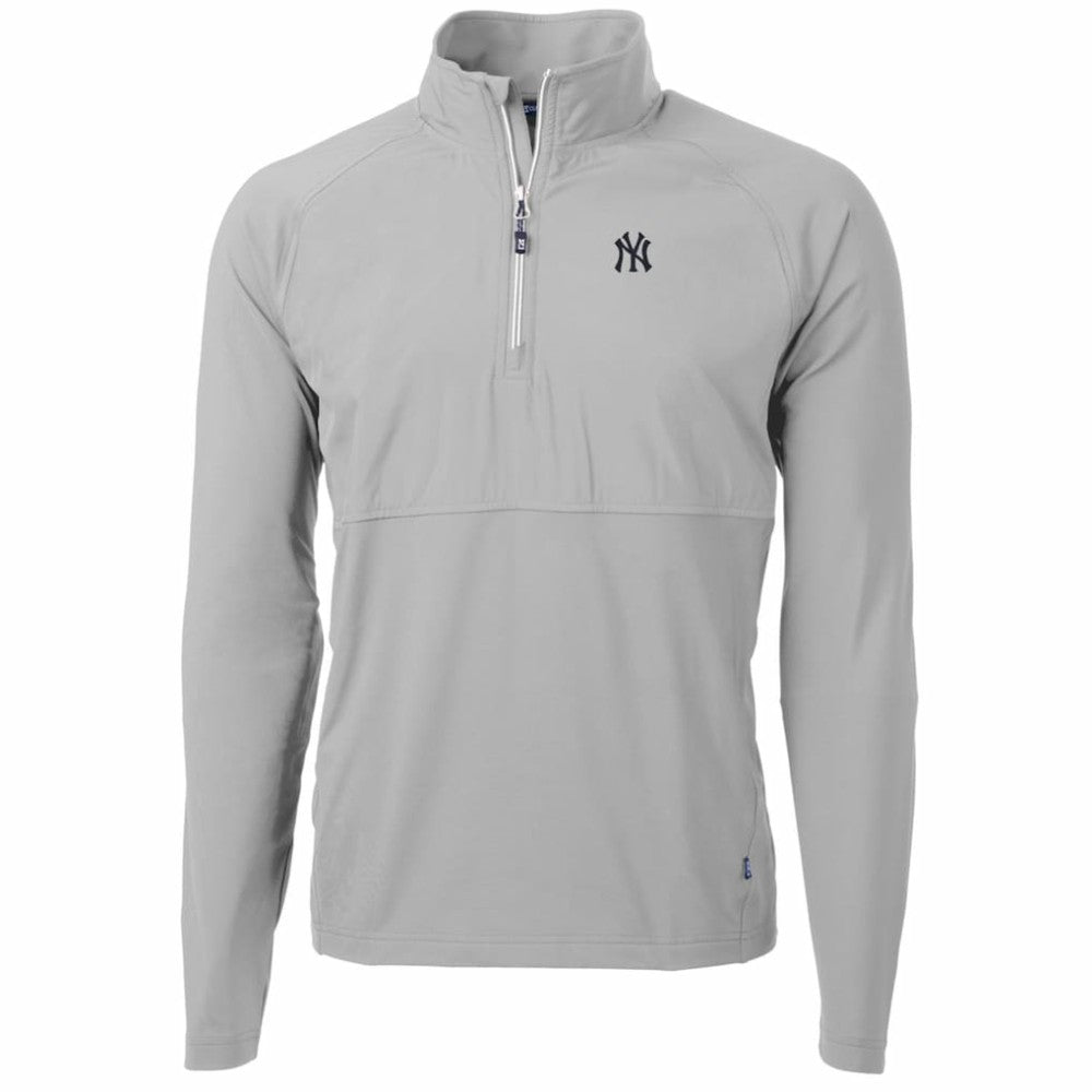 New York Yankees Cutter & Buck Adapt Eco Knit Hybrid Recycled Quarter-Zip Pullover Jacket - Gray Jackets