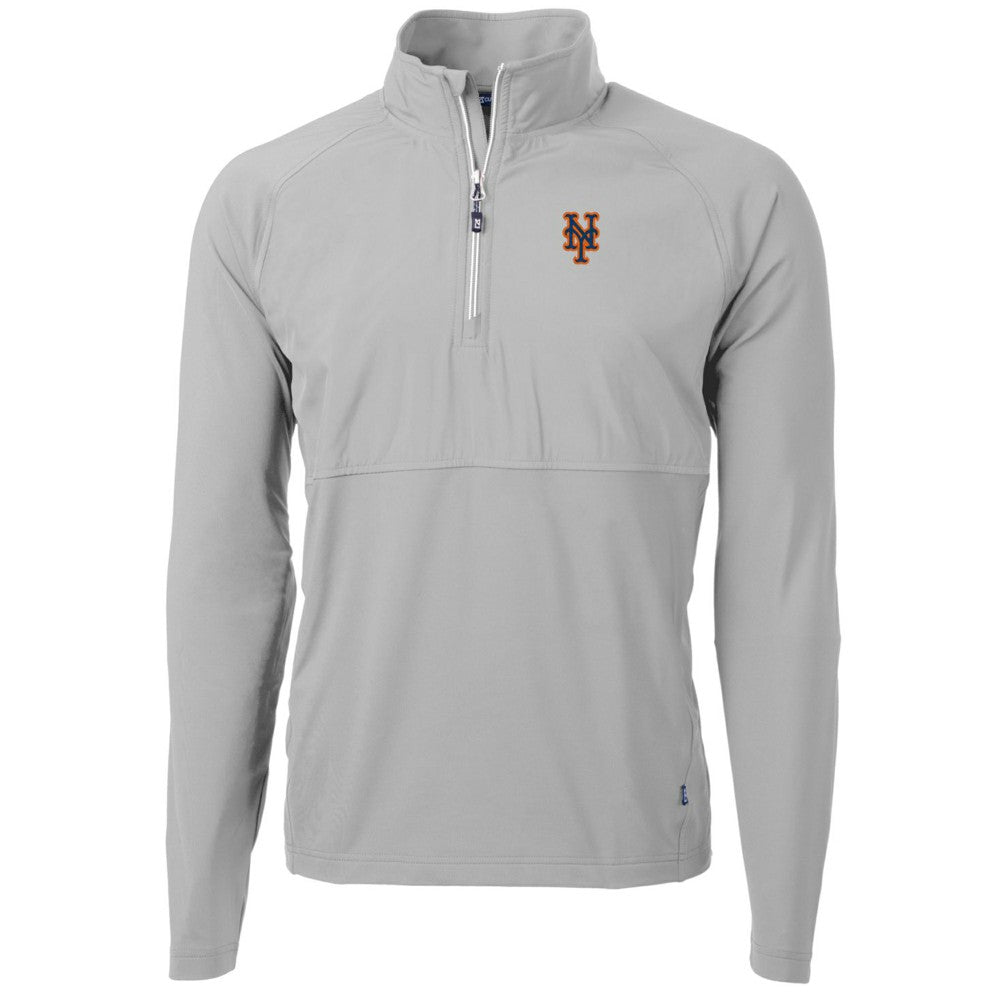 New York Mets Cutter & Buck Adapt Eco Knit Hybrid Recycled Quarter-Zip Pullover Jacket - Gray Jackets
