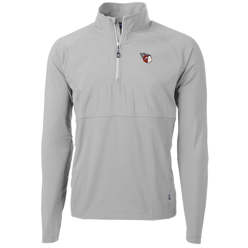 Cleveland Guardians Cutter & Buck Adapt Eco Knit Hybrid Recycled Quarter-Zip Pullover Jacket - Gray Jackets