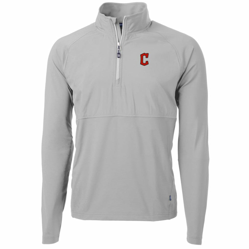 Cleveland Guardians Cutter & Buck Adapt Eco Knit Hybrid Recycled Quarter-Zip Pullover Jacket - Gray Jackets