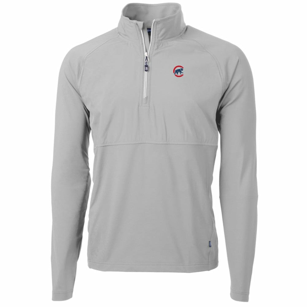 Chicago Cubs Cutter & Buck Adapt Eco Knit Hybrid Recycled Quarter-Zip Pullover Jacket - Gray Jackets