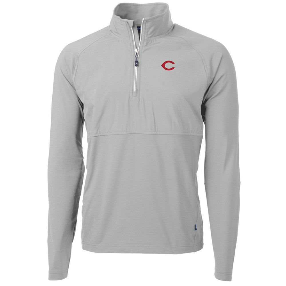 Cincinnati Reds Cutter & Buck Adapt Eco Knit Hybrid Recycled Quarter-Zip Pullover Jacket - Gray Jackets