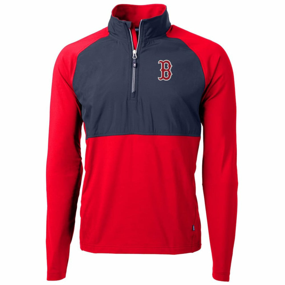 Boston Red Sox Cutter & Buck Adapt Eco Knit Hybrid Recycled Quarter-Zip Pullover Jacket - Red/Navy Jackets