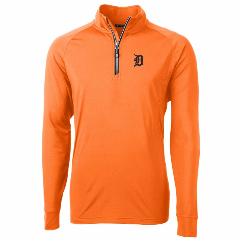 Detroit Tigers Cutter & Buck Adapt Eco Knit Stretch Recycled Quarter-Zip Pullover Jacket - Orange Jackets