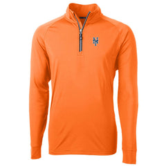 New York Mets Cutter & Buck Adapt Eco Knit Stretch Recycled Quarter-Zip Pullover Jacket - Orange Jackets