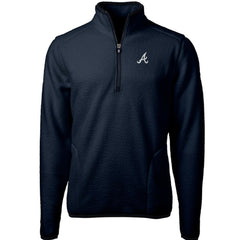 Atlanta Braves Cutter & Buck Cascade Eco Sherpa Fleece Quarter-Zip Pullover Jacket - Navy Jackets