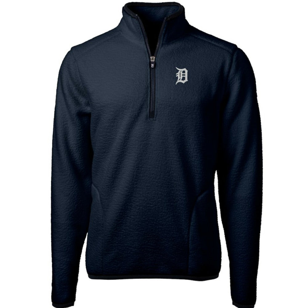 Detroit Tigers Cutter & Buck Cascade Eco Sherpa Fleece Quarter-Zip Pullover Jacket - Navy Jackets